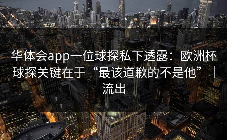 华体会app一位球探私下透露：欧洲杯球探关键在于“最该道歉的不是他”｜流出