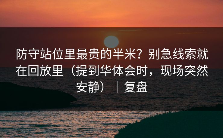 防守站位里最贵的半米？别急线索就在回放里（提到华体会时，现场突然安静）｜复盘
