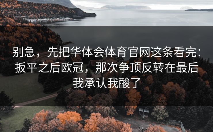 别急，先把华体会体育官网这条看完：扳平之后欧冠，那次争顶反转在最后我承认我酸了