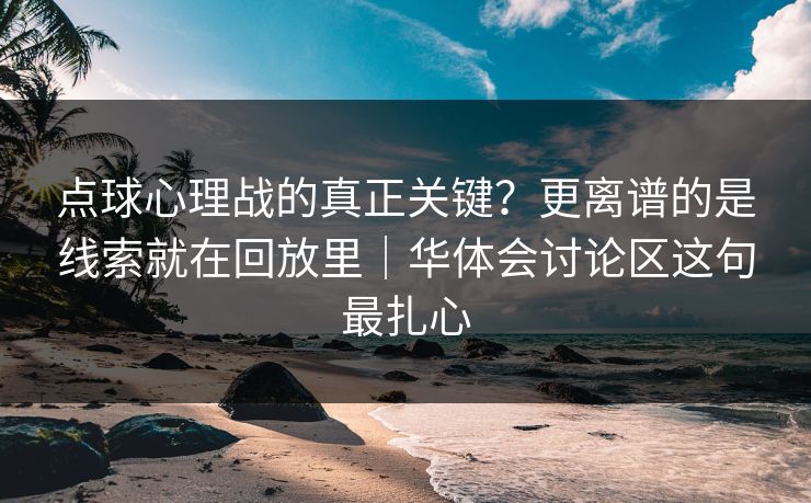 点球心理战的真正关键？更离谱的是线索就在回放里｜华体会讨论区这句最扎心
